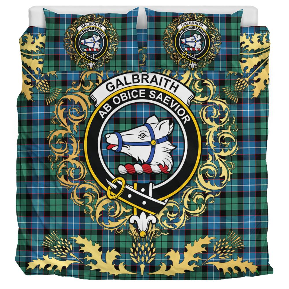 Galbraith Ancient Tartan Crest Bedding Set - Golden Thistle Style