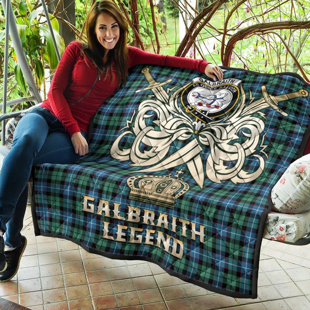 Galbraith Ancient Tartan Crest Legend Gold Royal Premium Quilt