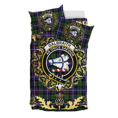 Galbraith Modern Tartan Crest Bedding Set - Golden Thistle Style