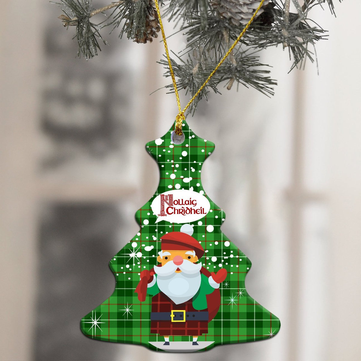 Galloway District Tartan Christmas Ceramic Ornament - Santa Style