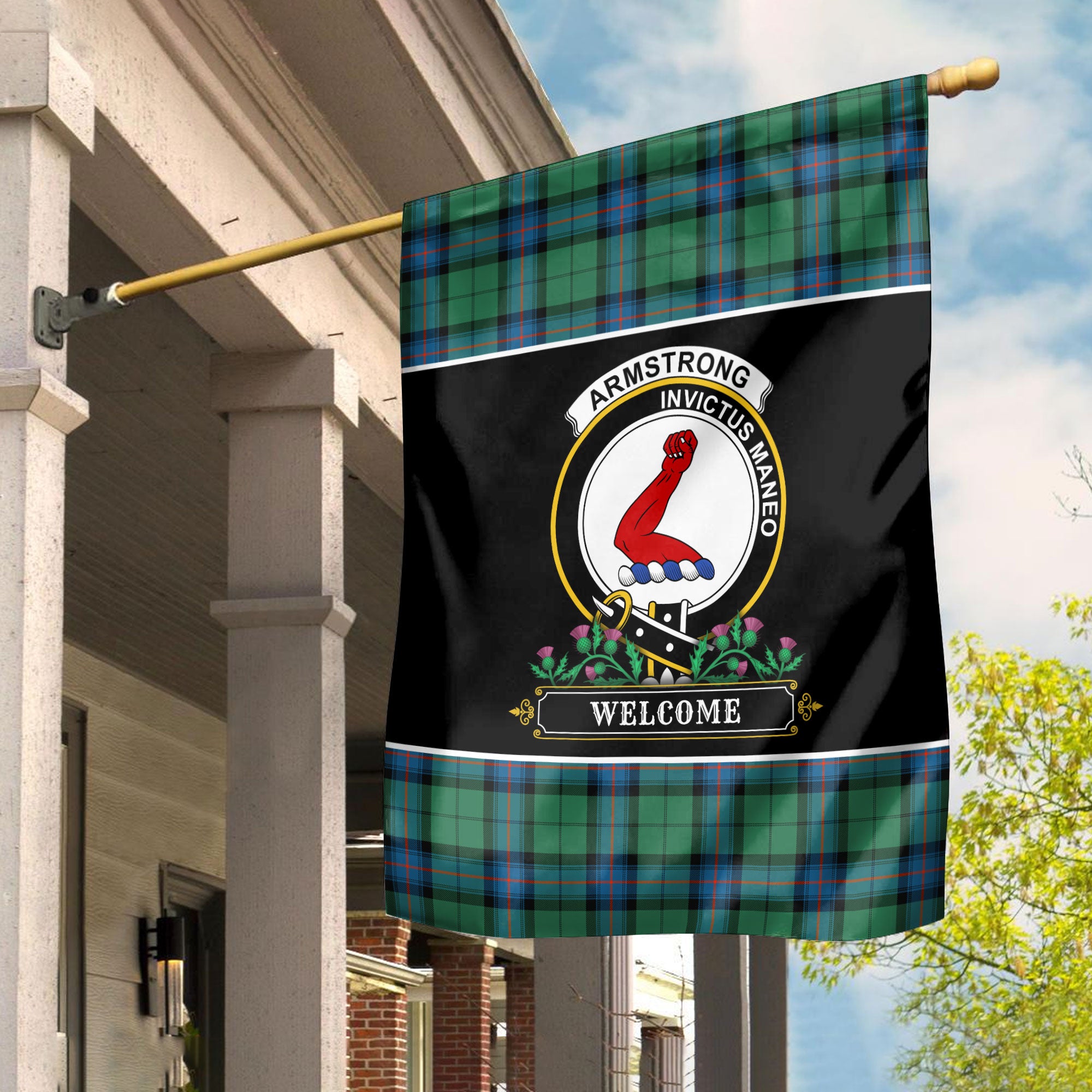 Armstrong Ancient Tartan Crest Garden Flag - Welcome Style