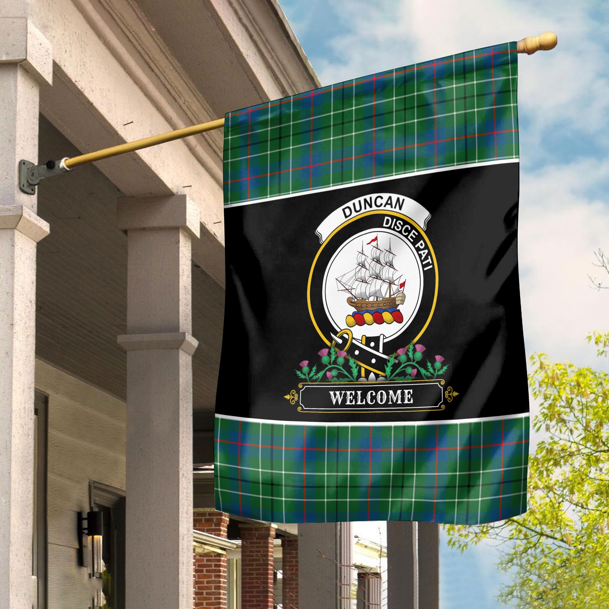 Duncan Ancient Tartan Crest Garden Flag - Welcome Style