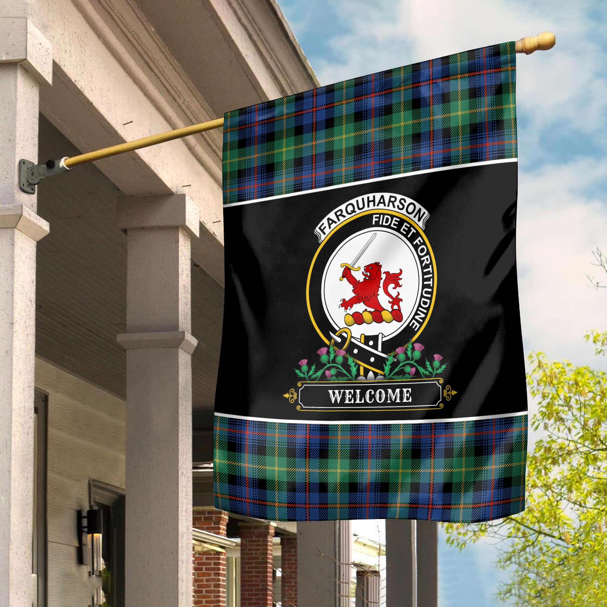 Farquharson Ancient Tartan Crest Garden Flag - Welcome Style