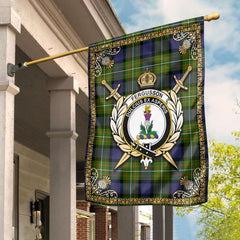 Fergusson Modern Tartan Crest Garden Flag - Celtic Thistle Style
