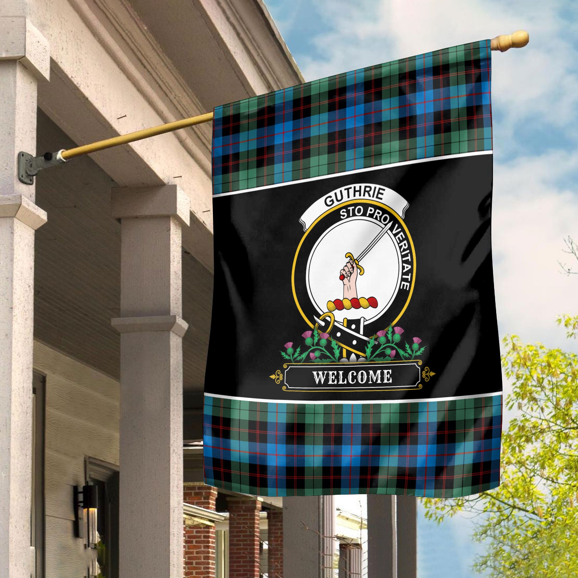 Guthrie Ancient Tartan Crest Garden Flag - Welcome Style