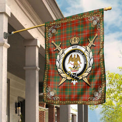 Hay Ancient Tartan Crest Garden Flag - Celtic Thistle Style