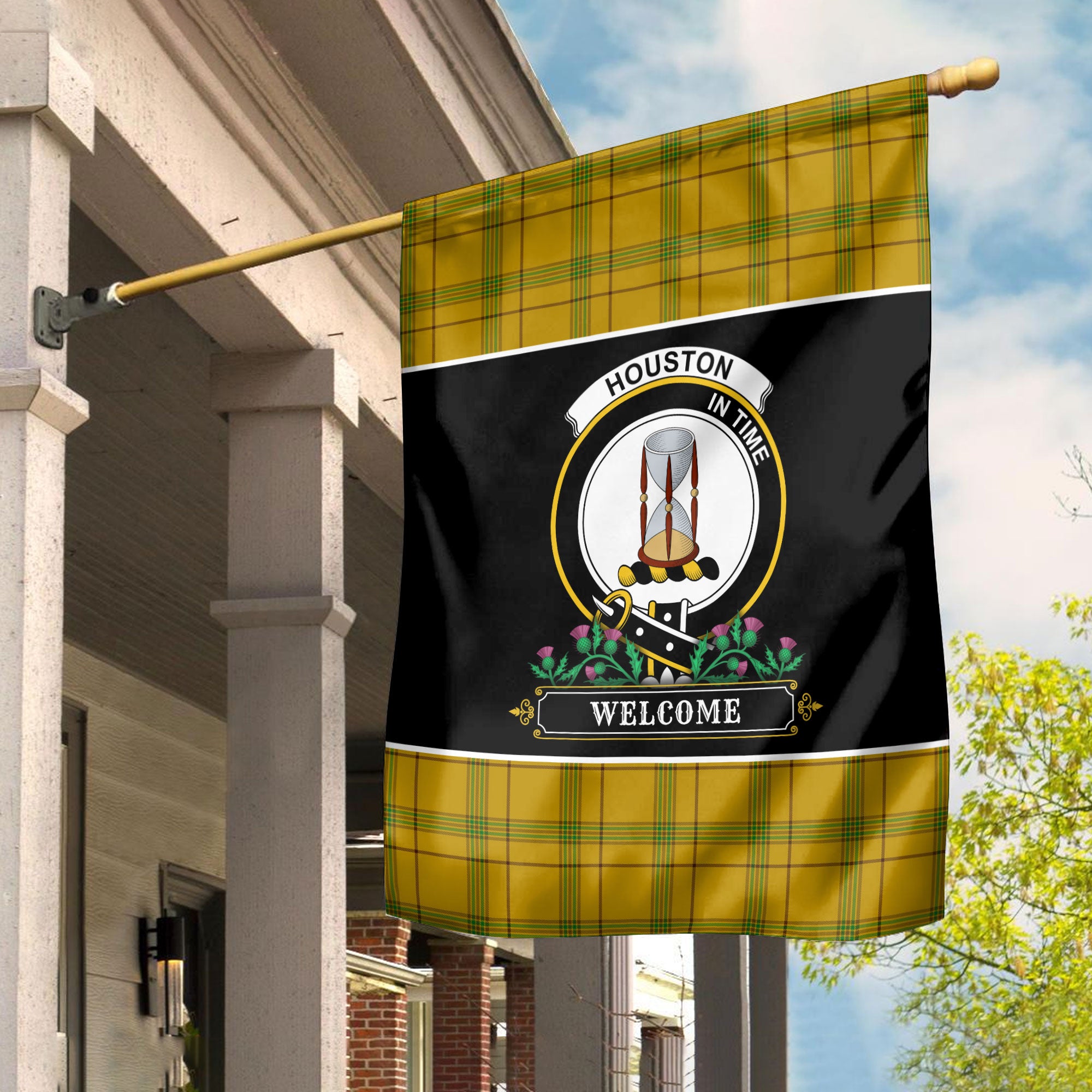 Houston Tartan Crest Garden Flag - Welcome Style