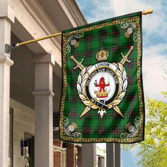 Lundin Tartan Crest Garden Flag - Celtic Thistle Style