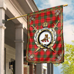 MacAuley Modern Tartan Crest Garden Flag - Celtic Thistle Style