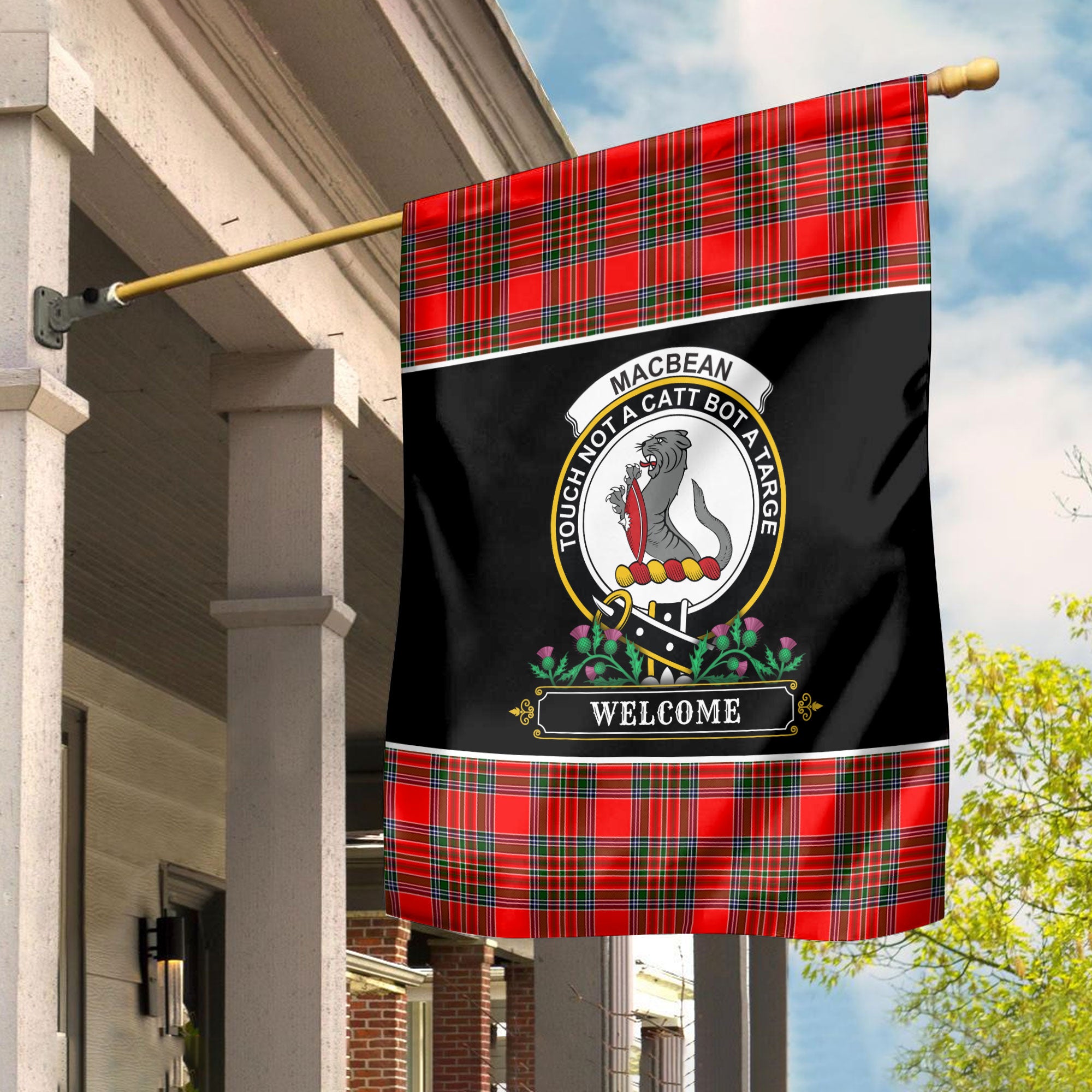 MacBean Tartan Crest Garden Flag - Welcome Style
