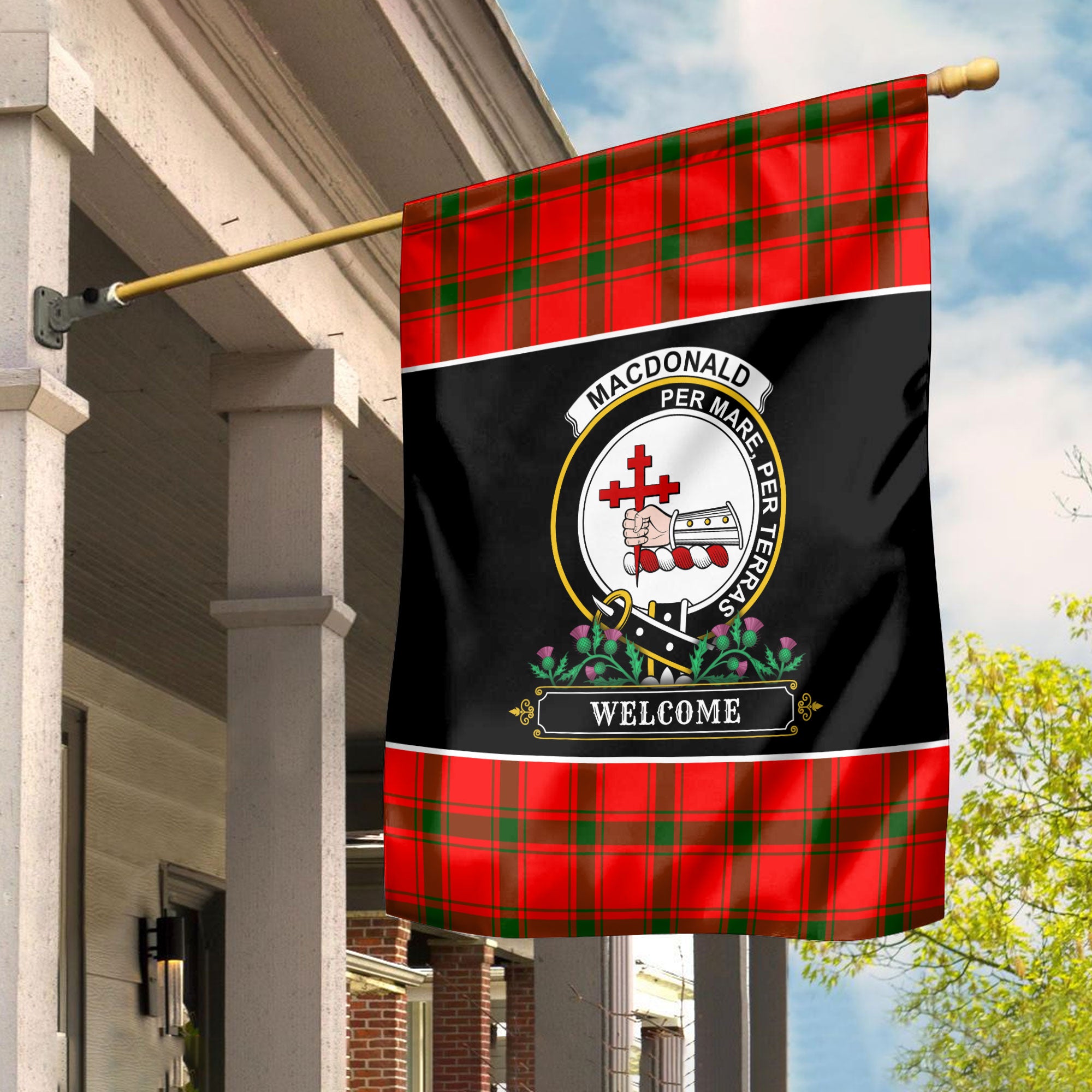 MacDonald of Sleat Tartan Crest Garden Flag - Welcome Style