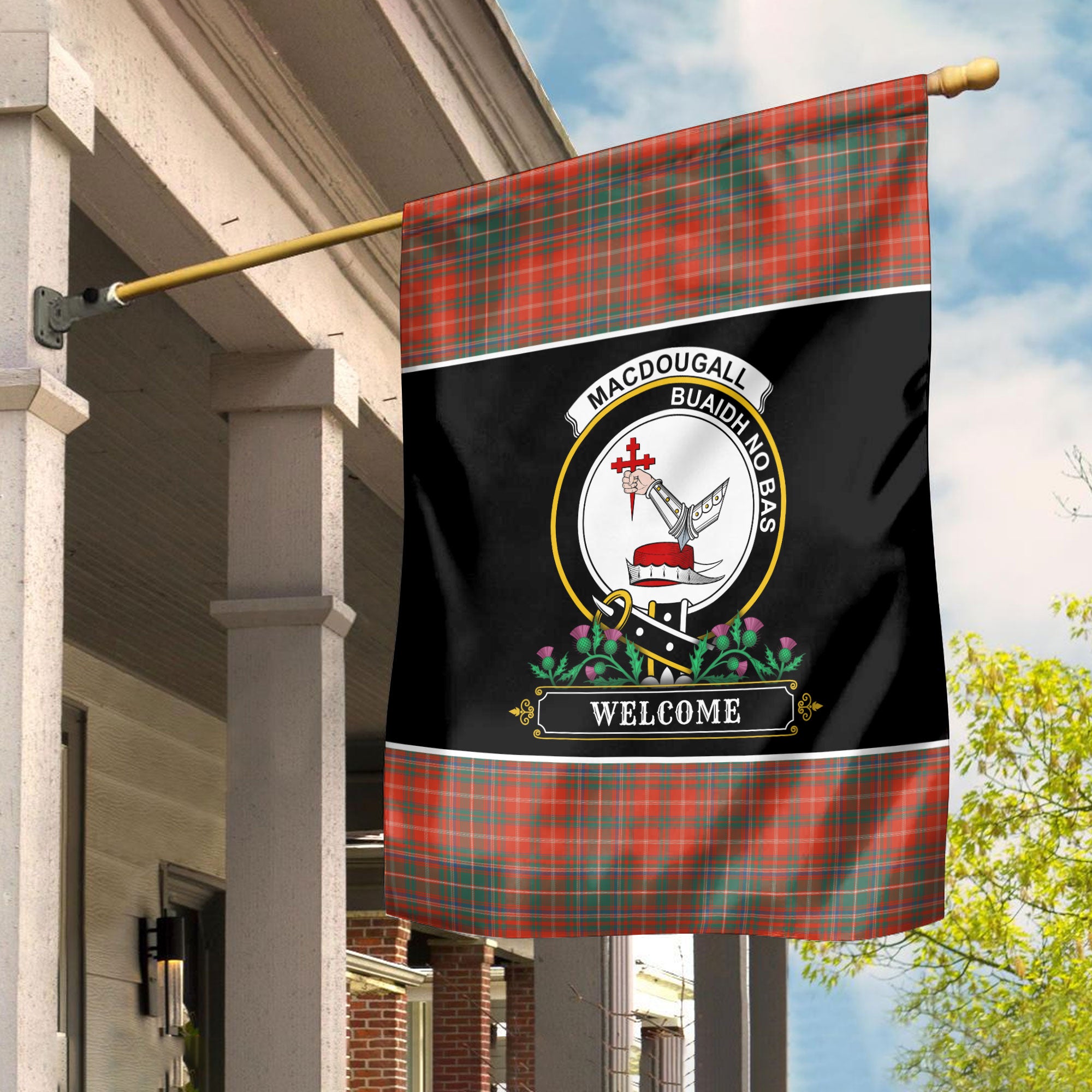 MacDougall Ancient Tartan Crest Garden Flag - Welcome Style