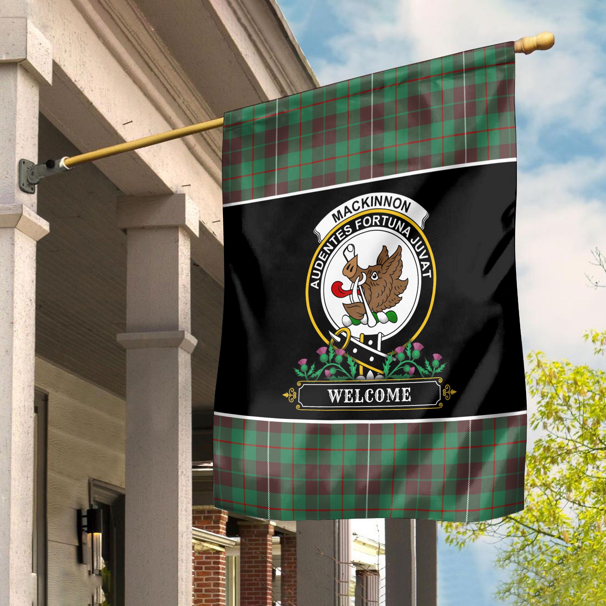 MacKinnon Hunting Ancient Tartan Crest Garden Flag - Welcome Style