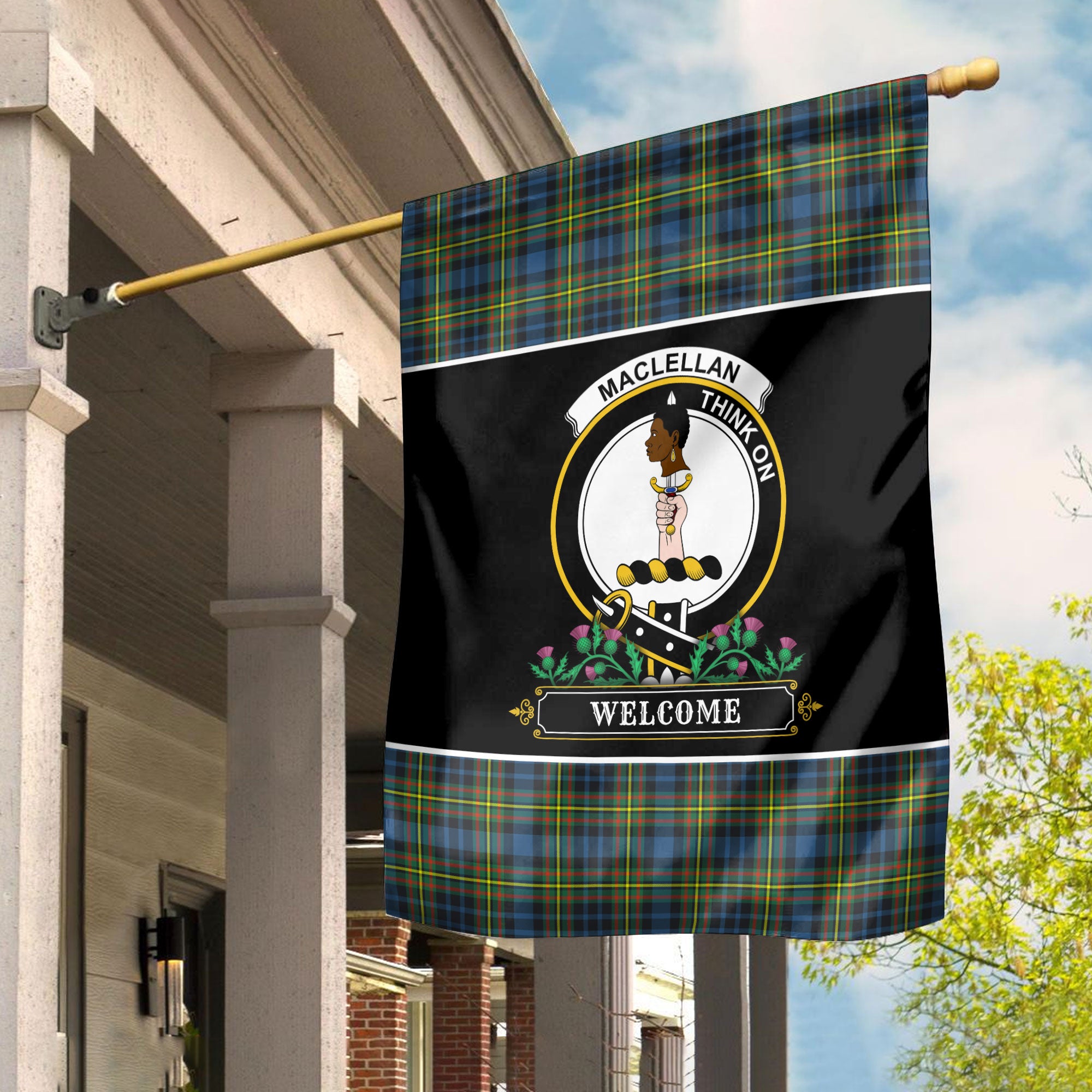 MacLellan Ancient Tartan Crest Garden Flag - Welcome Style