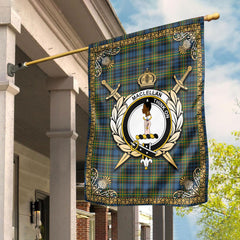 MacLellan Ancient Tartan Crest Garden Flag - Celtic Thistle Style
