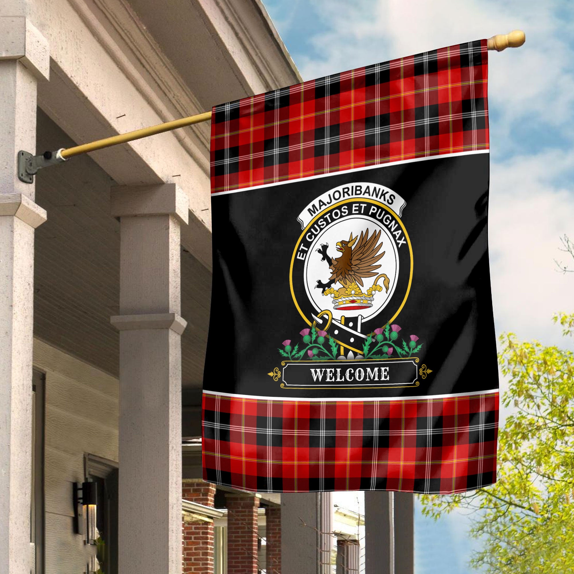Majoribanks Tartan Crest Garden Flag - Welcome Style
