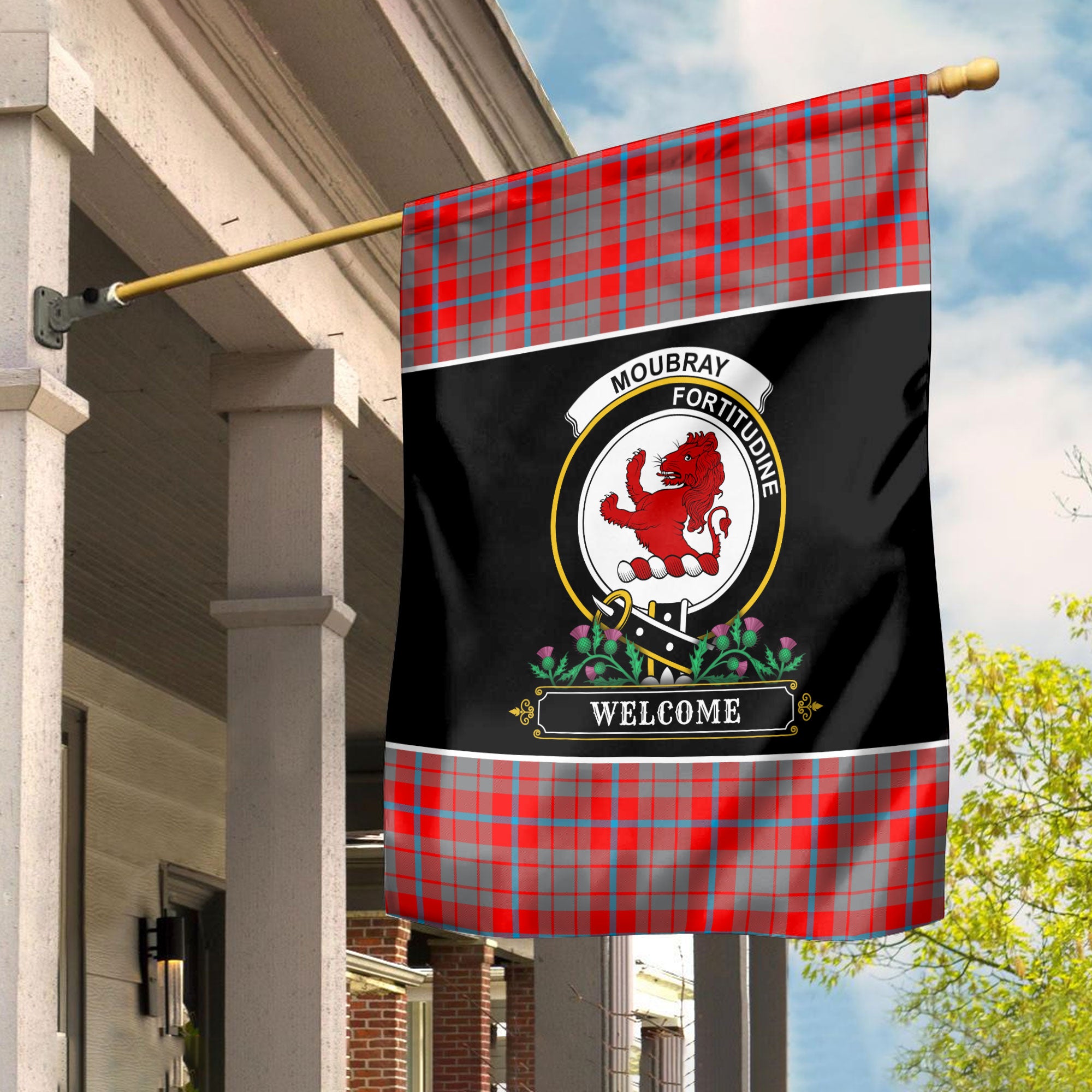 Moubray Tartan Crest Garden Flag - Welcome Style