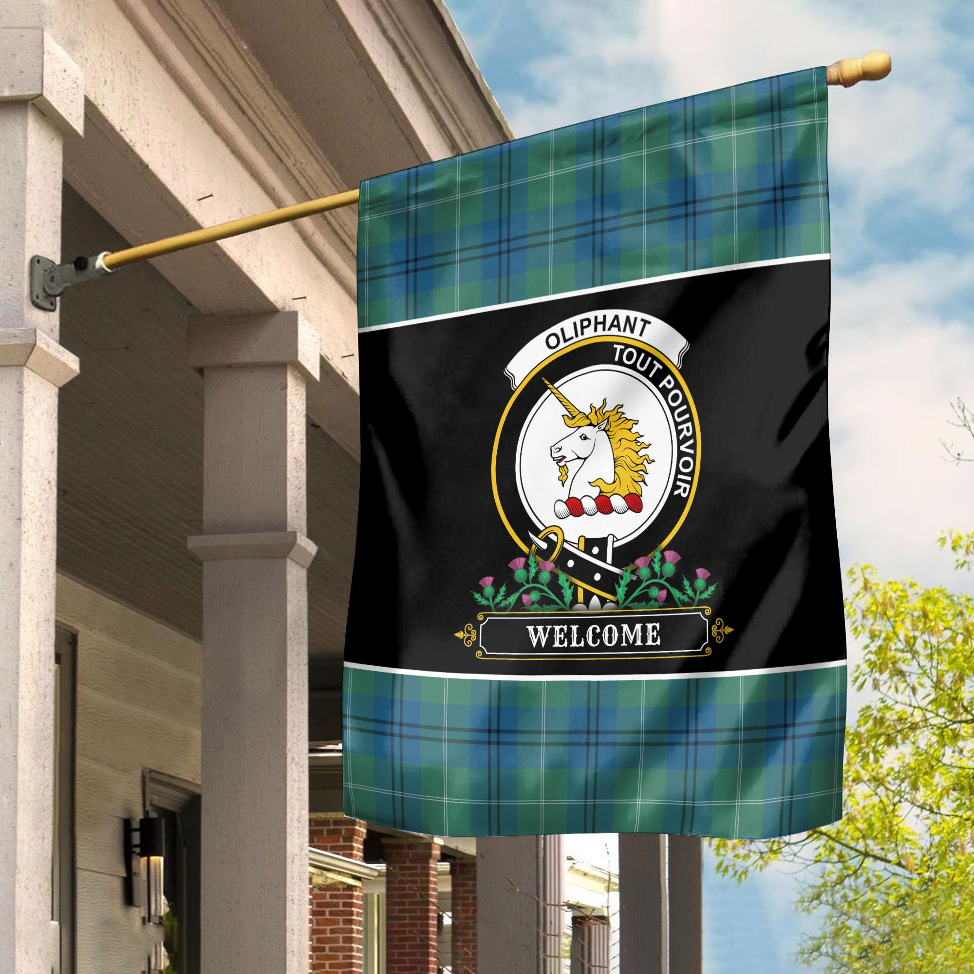 Oliphant Ancient Tartan Crest Garden Flag - Welcome Style