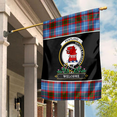 Pentland Tartan Crest Garden Flag - Welcome Style