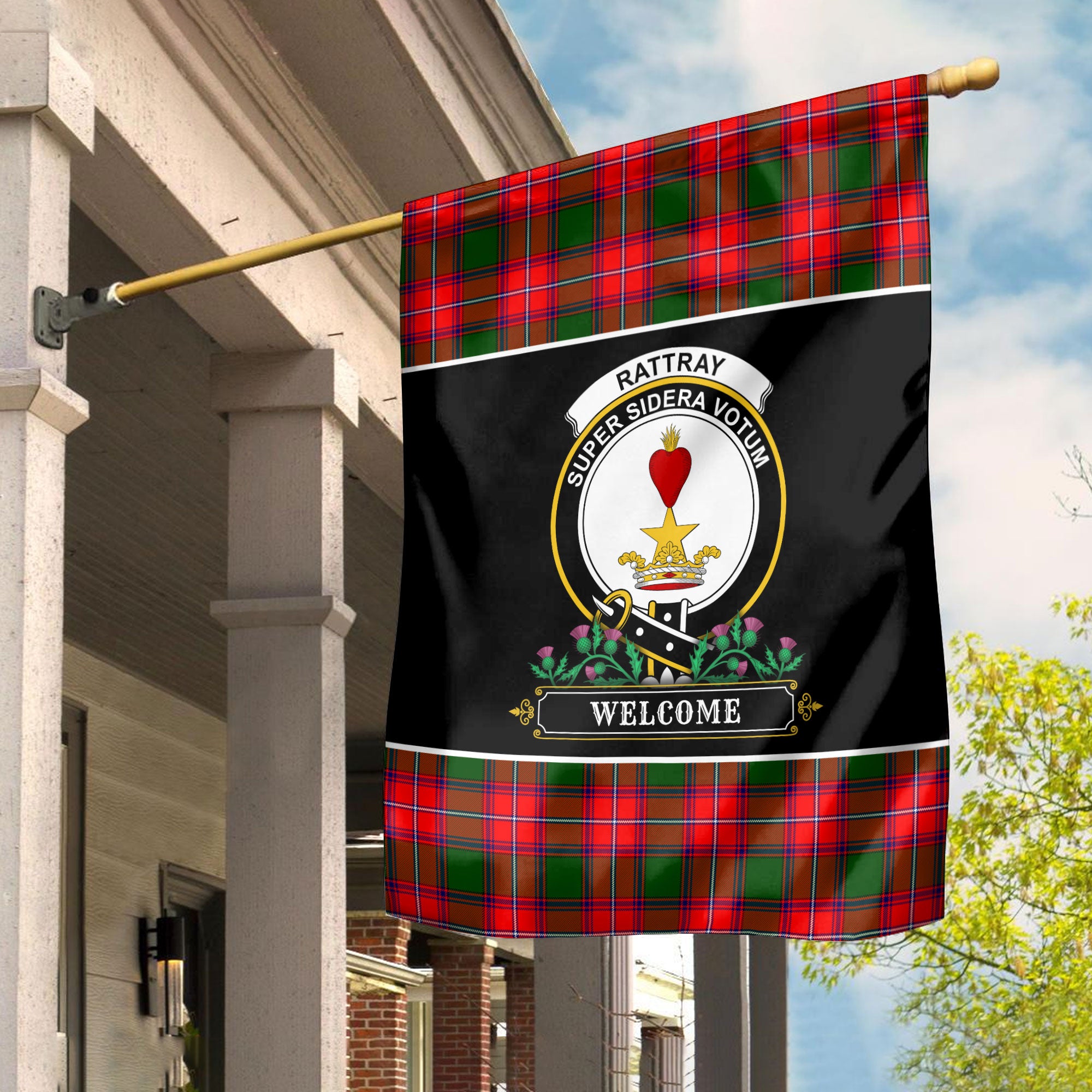 Rattray Modern Tartan Crest Garden Flag - Welcome Style