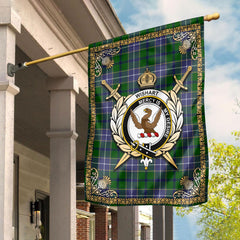 Wishart Hunting Tartan Crest Garden Flag - Celtic Thistle Style