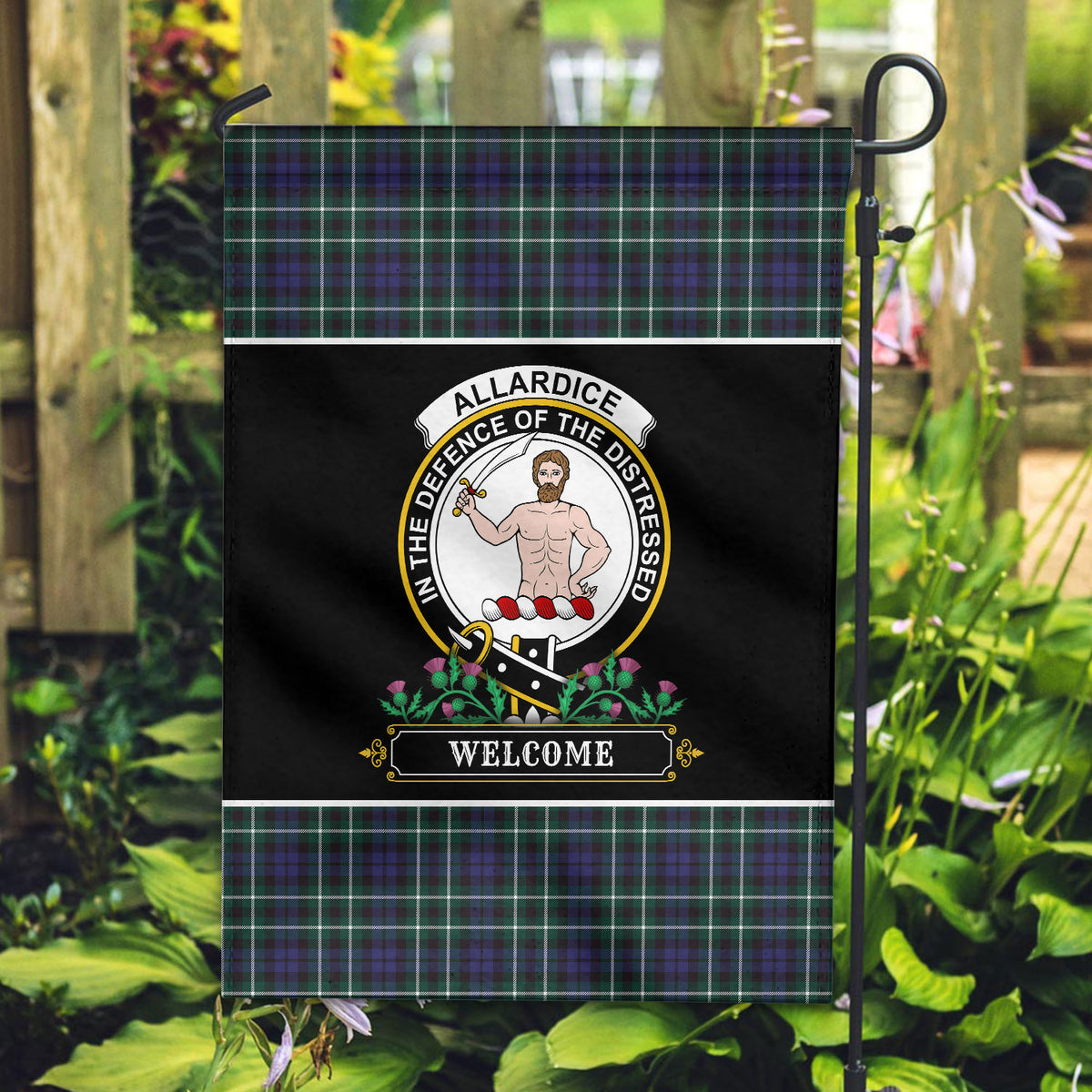 Allardice Tartan Crest Garden Flag - Welcome Style