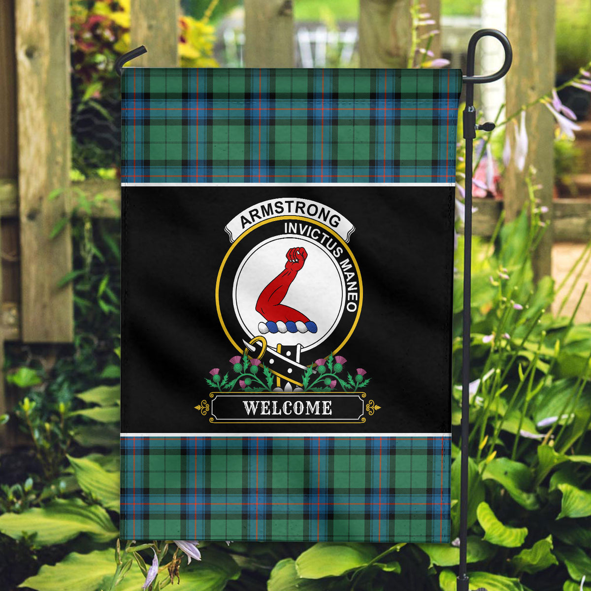 Armstrong Ancient Tartan Crest Garden Flag - Welcome Style