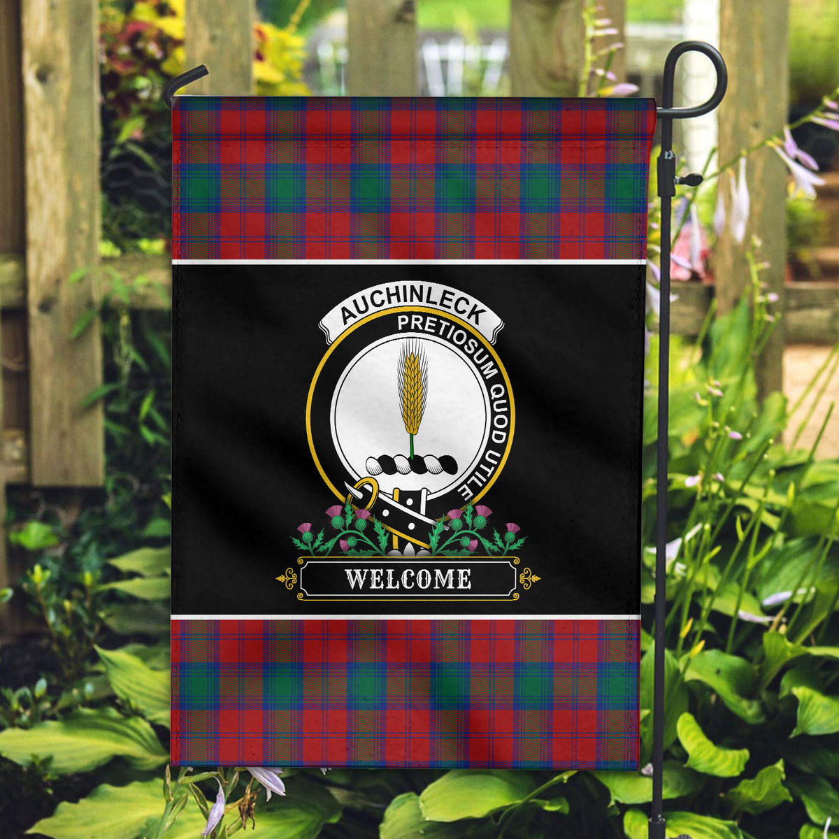 Auchinleck Tartan Crest Garden Flag - Welcome Style