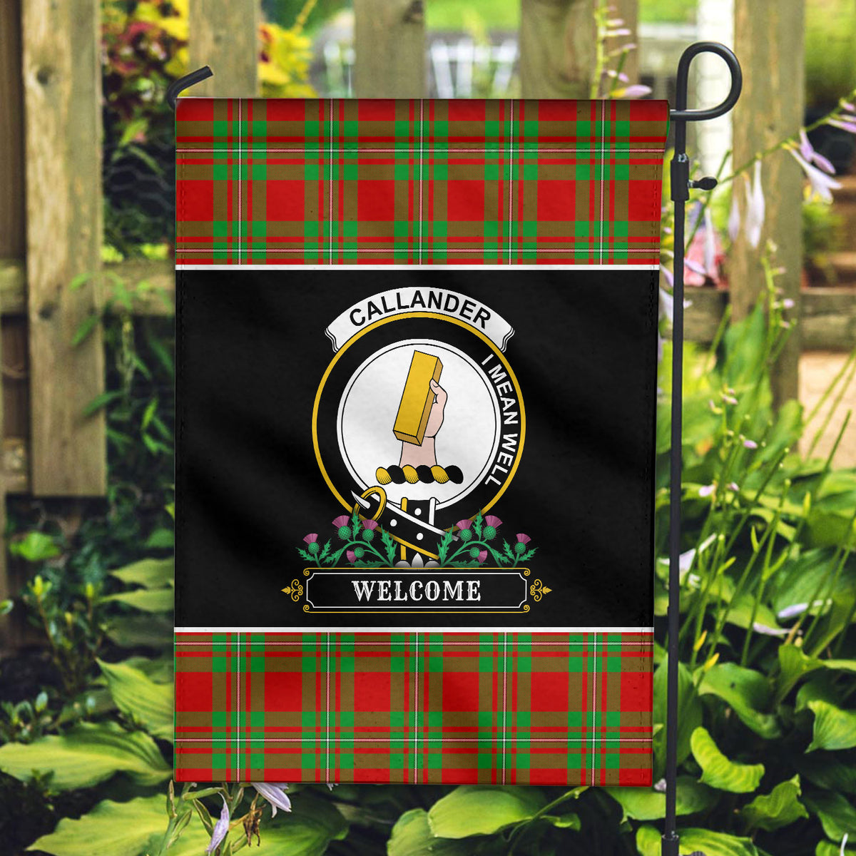 Callander Tartan Crest Garden Flag - Welcome Style