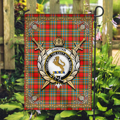 Chattan Tartan Crest Garden Flag - Celtic Thistle Style