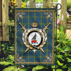 Clelland Tartan Crest Garden Flag - Celtic Thistle Style