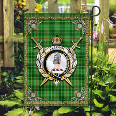 Clephan (or Clephane) Tartan Crest Garden Flag - Celtic Thistle Style