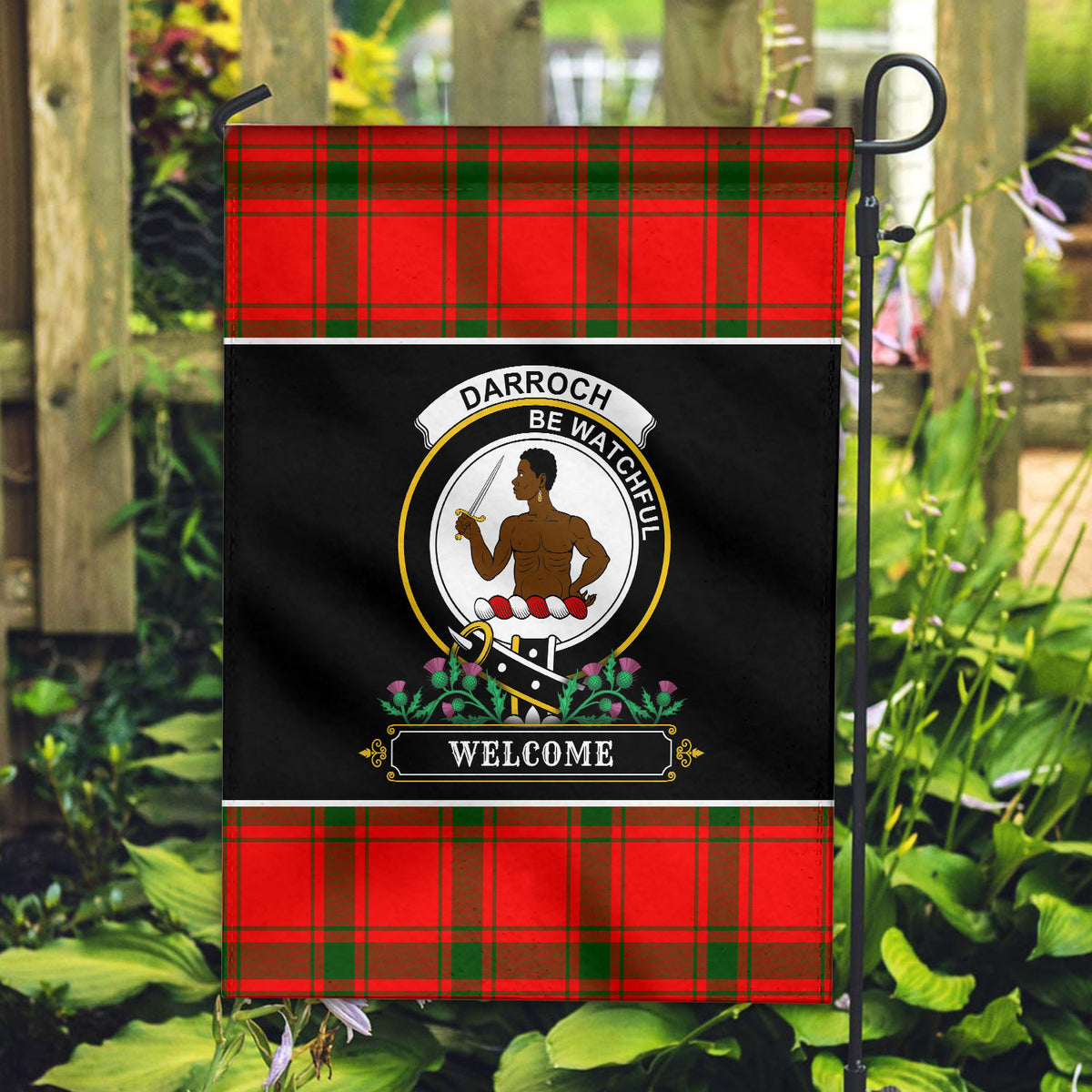 Darroch (Gourock) Tartan Crest Garden Flag - Welcome Style
