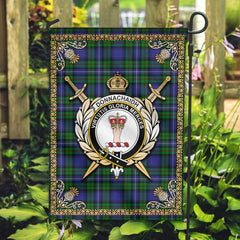 Donnachaidh Tartan Crest Garden Flag - Celtic Thistle Style