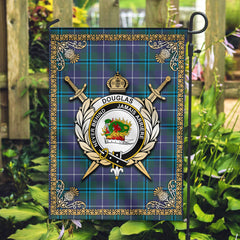 Douglas Modern Tartan Crest Garden Flag - Celtic Thistle Style