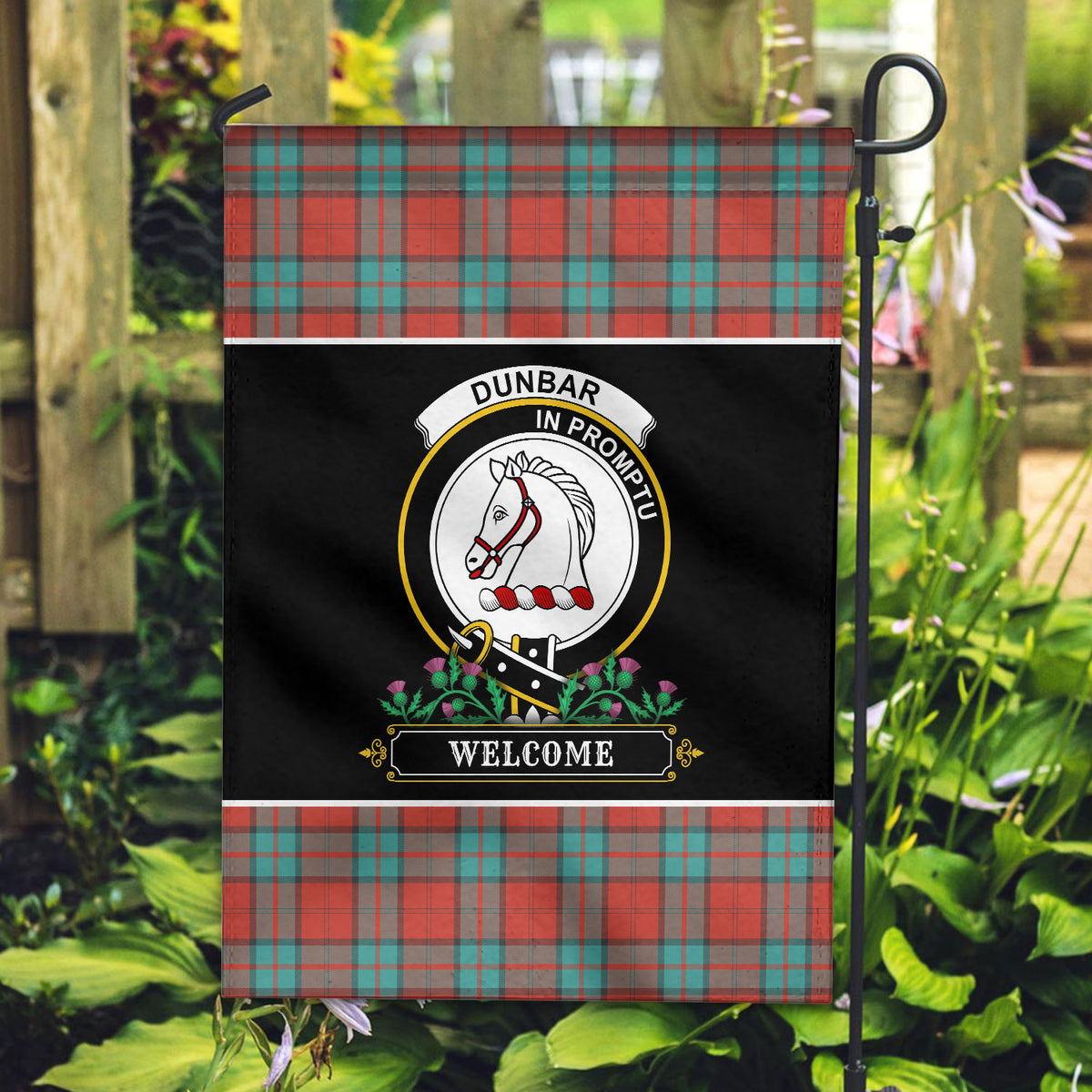 Dunbar Ancient Tartan Crest Garden Flag - Welcome Style
