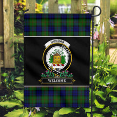 Dundas Modern Tartan Crest Garden Flag - Welcome Style