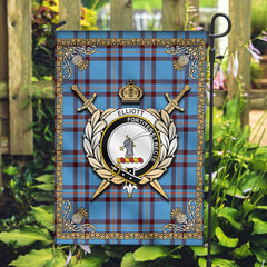 Elliott Ancient Tartan Crest Garden Flag - Celtic Thistle Style