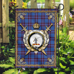 Elliott Modern Tartan Crest Garden Flag - Celtic Thistle Style