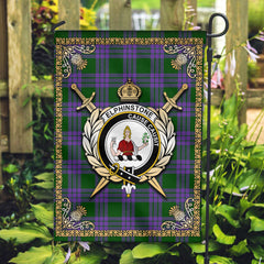 Elphinstone Tartan Crest Garden Flag - Celtic Thistle Style