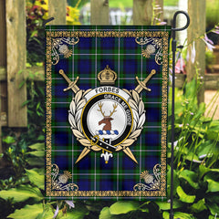 Forbes Modern Tartan Crest Garden Flag - Celtic Thistle Style