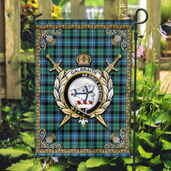 Galbraith Ancient Tartan Crest Garden Flag - Celtic Thistle Style