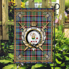 Glass Tartan Crest Garden Flag - Celtic Thistle Style