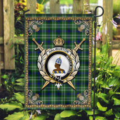 Haliburton Tartan Crest Garden Flag - Celtic Thistle Style
