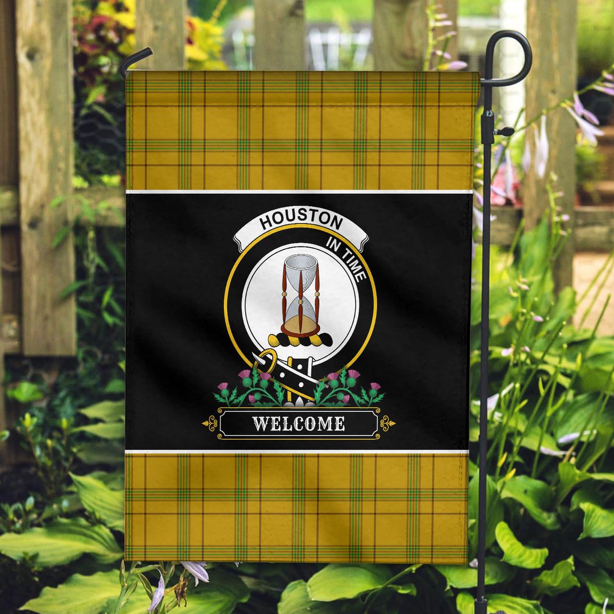 Houston Tartan Crest Garden Flag - Welcome Style