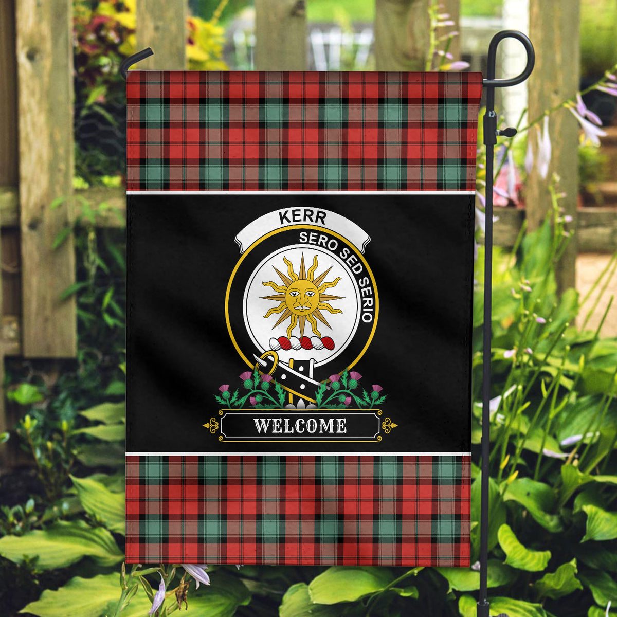 Kerr Ancient Tartan Crest Garden Flag - Welcome Style