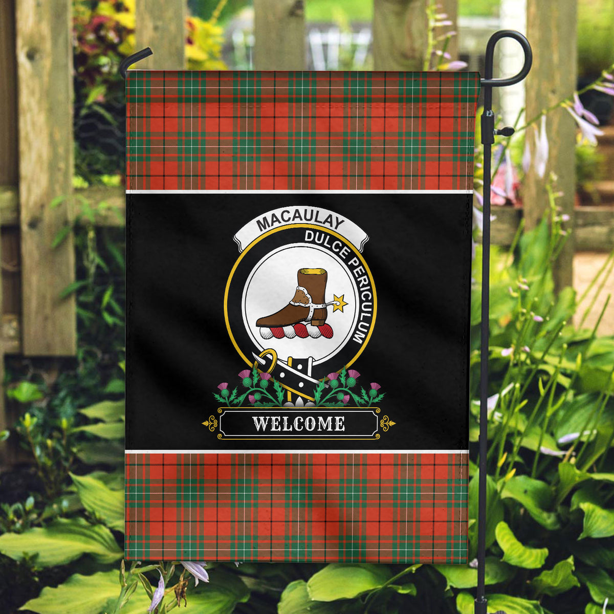 MacAulay Ancient Tartan Crest Garden Flag - Welcome Style