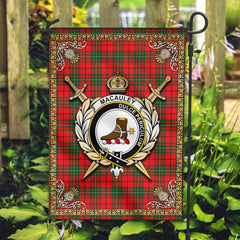 MacAuley Modern Tartan Crest Garden Flag - Celtic Thistle Style