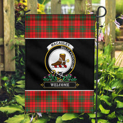 MacAuley Modern Tartan Crest Garden Flag - Welcome Style