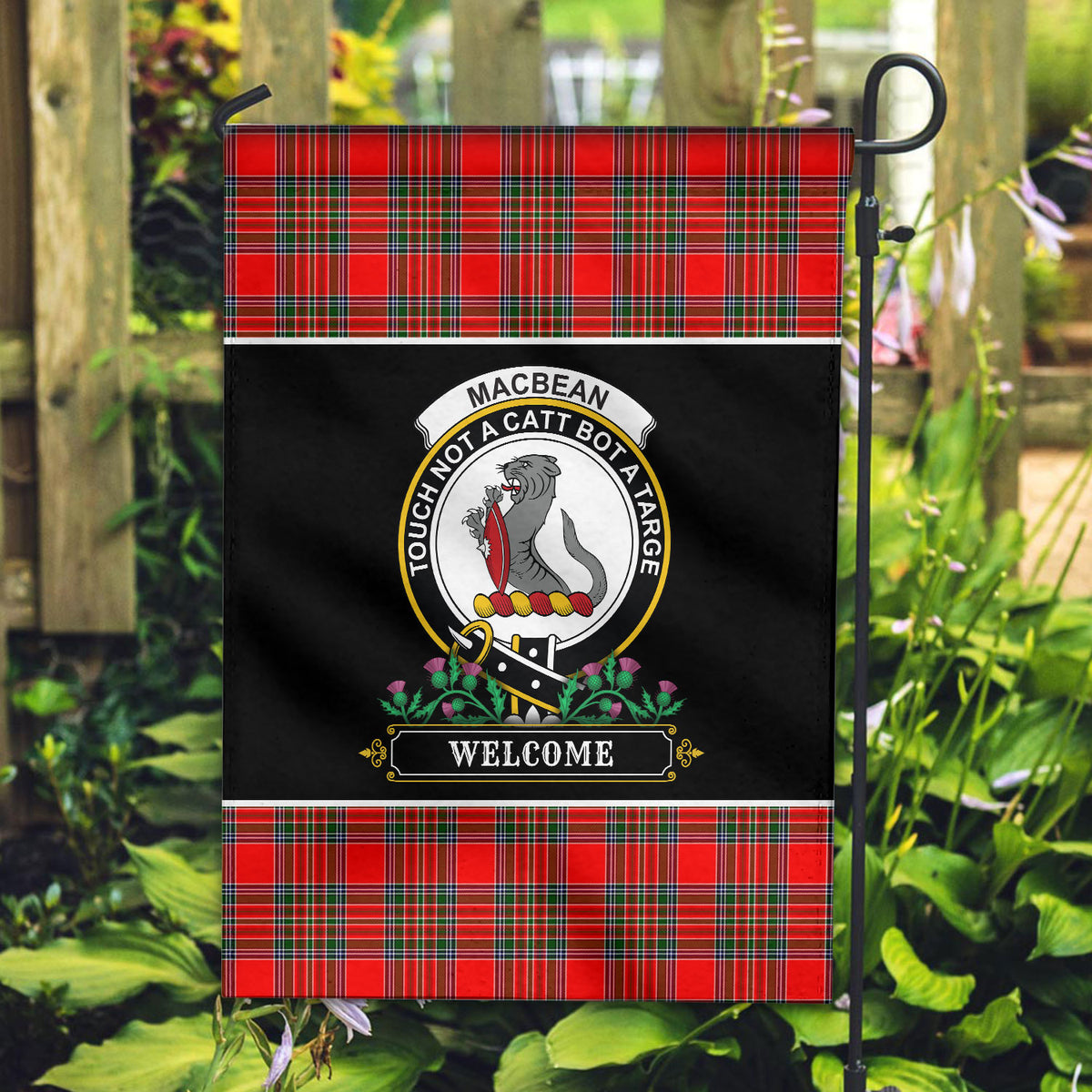 MacBean Tartan Crest Garden Flag - Welcome Style